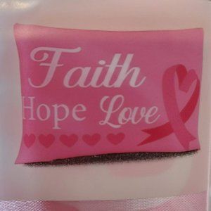 Satin Pillowcase, Faith Hope Love, Pink Pillow, Breast Cancer Ribbon, 20 x 30